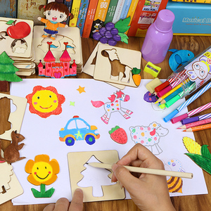 儿童幼儿学画画工具 宝宝涂鸦涂色填色描画绘画模板套装 益智玩具绘画工具