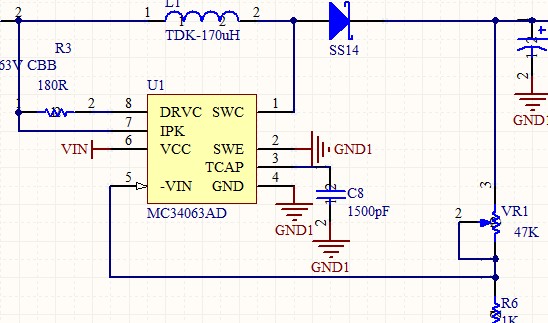 mc34063升压电路原理图pcb 降压电路模块 负压电路模块 升压模块