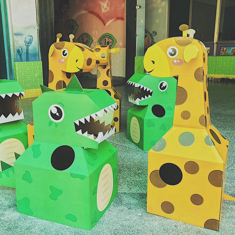 抖音同款小恐龙纸箱可穿戴纸壳模型纸盒霸王龙纸板皮手工儿童玩具