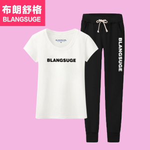 运动套装女夏季2017新款时尚韩版长裤休闲服宽松短袖七分裤两件套夏季运动服