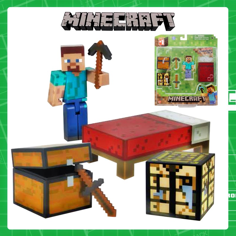 新款minecraf我的世界玩具积木正版游戏周边钻石史蒂夫拼装人偶苦