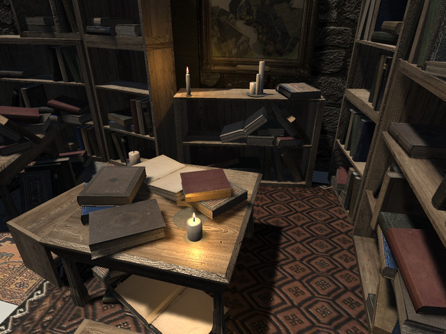 unity3d 中世纪复古破旧图书馆桌子地毯书架 场景模型游戏素材