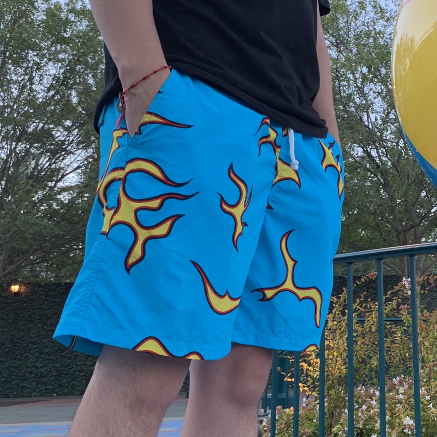 golf wang flame蓝色火焰短裤golfwang夏威夷男女潮流休闲沙滩裤