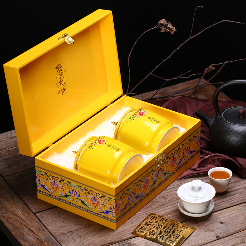 茶叶罐陶瓷包装盒礼品高档空礼盒通用绿茶半斤定做设计繁花似锦