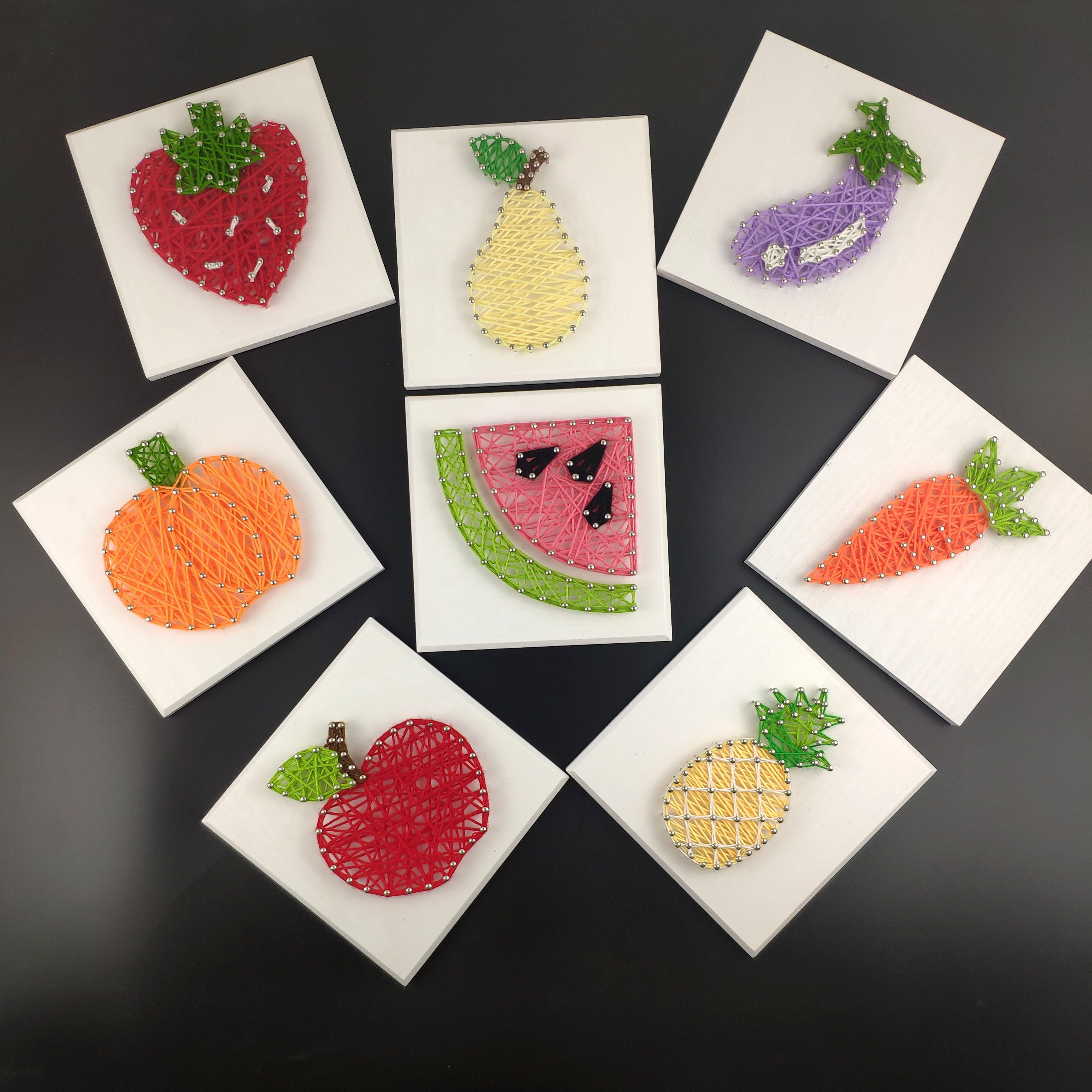 蔬果钉子绕线画立体纱线画diy手工创意制作礼品幼儿园材料包办公