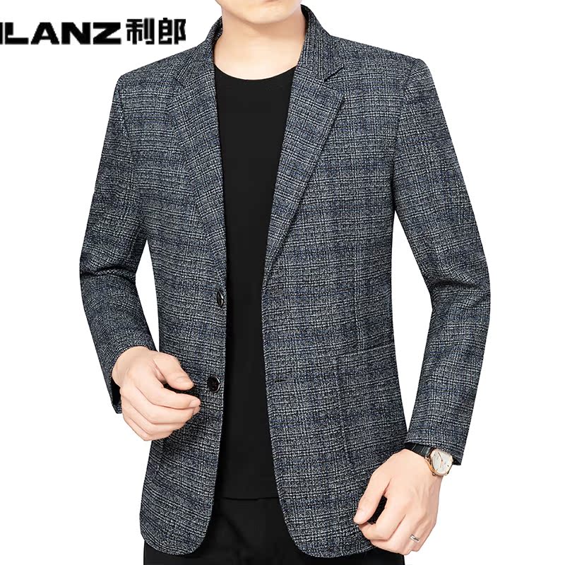 利郎男装西服外套春季新款休闲西服中年男式韩版修身帅气单西上衣