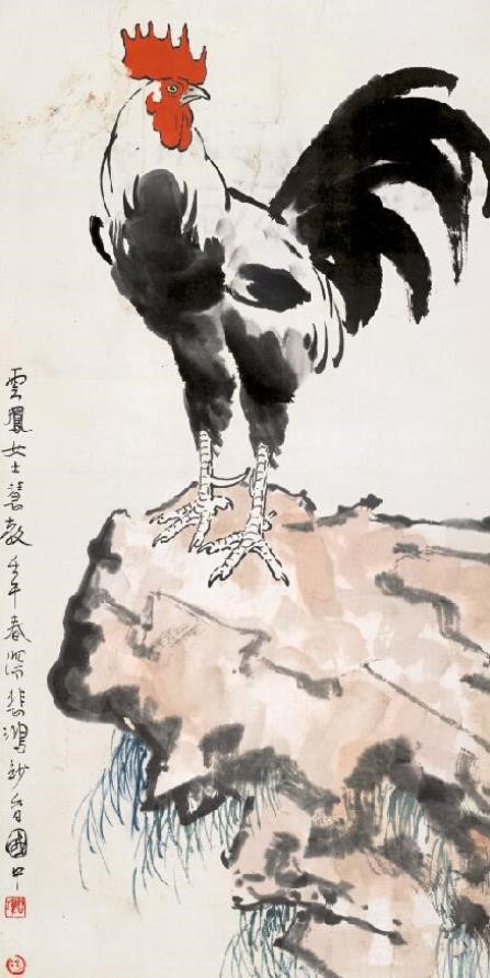 名家徐悲鸿雄鸡中国画书法水墨名画复制品字画花鸟画中式装饰画新