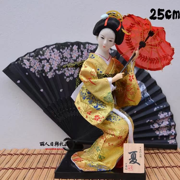 日本购日本玩偶摆件人形艺妓和服娃娃设绢居酒屋装饰工艺品酒店用