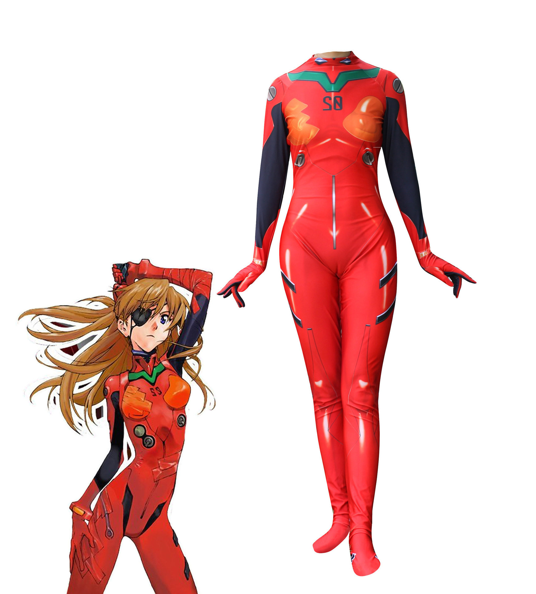 动漫新世纪福音战士明日香eva asuka langley cosplay连体紧身衣