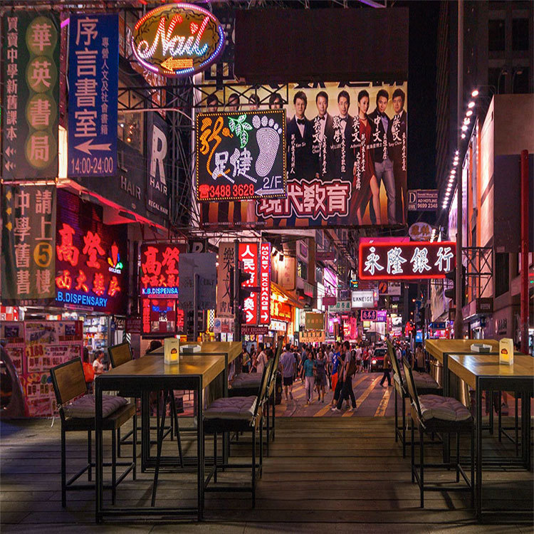 妆蔓大型复古怀旧香港街景壁纸港式茶餐厅奶茶店小吃店背景墙布