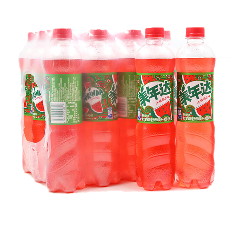 百事可乐 美年达 mirinda 西瓜味 汽水碳酸饮料 600ml*12瓶整箱装