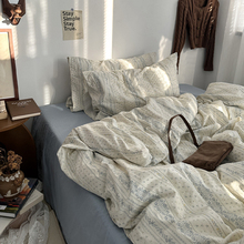 法式复古混搭床单四件套纯棉全棉床笠被套被罩宿舍床品床上三件套