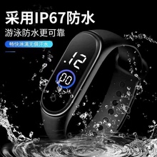 Черные корейские простые светодиодные браслеты водонепроницаемые спортивные часы для мальчиков и девочек