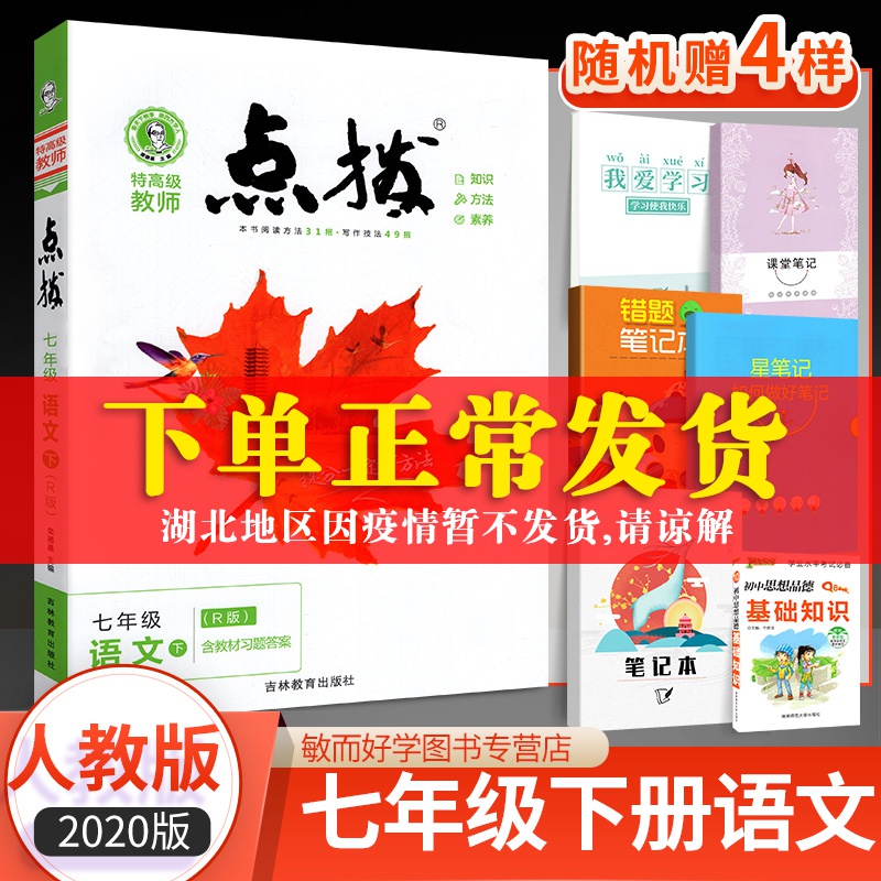 初中生点拨七下语文同步训练完全解读辅导学习资料书 初一下册语文提