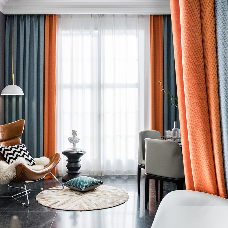 2020新款流行窗帘成品简约现代拼色遮光卧室客厅高档大气北欧轻奢