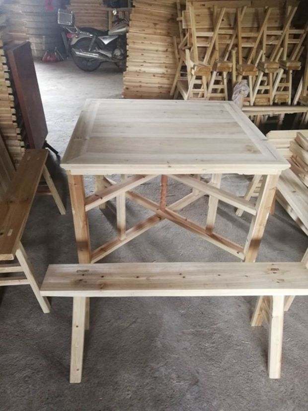 农村八仙桌老式家用可折叠拆装杉木餐桌供桌正方形方桌原木色桌子