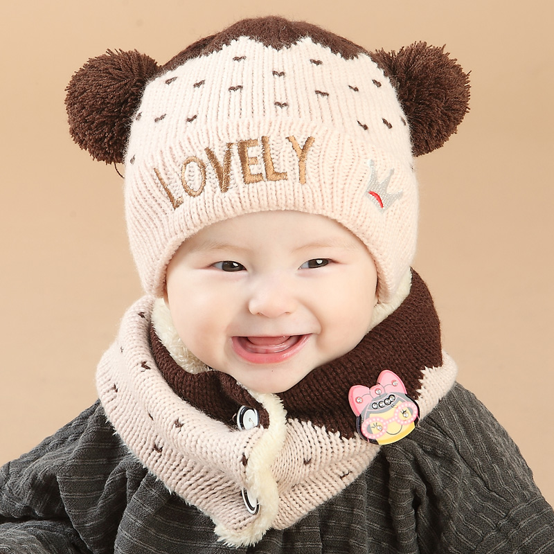 婴儿帽子秋冬季6-12个月宝宝加绒帽男女童小孩