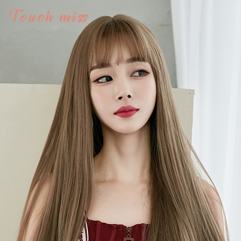 touch miss 假发女长直发时尚空气齐刘海中长发新品甜美全头套