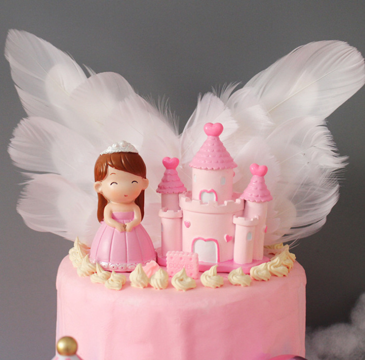 带灯天使拱门插件 粉色城堡摆件 小王子小公主儿童甜品台蛋糕装饰