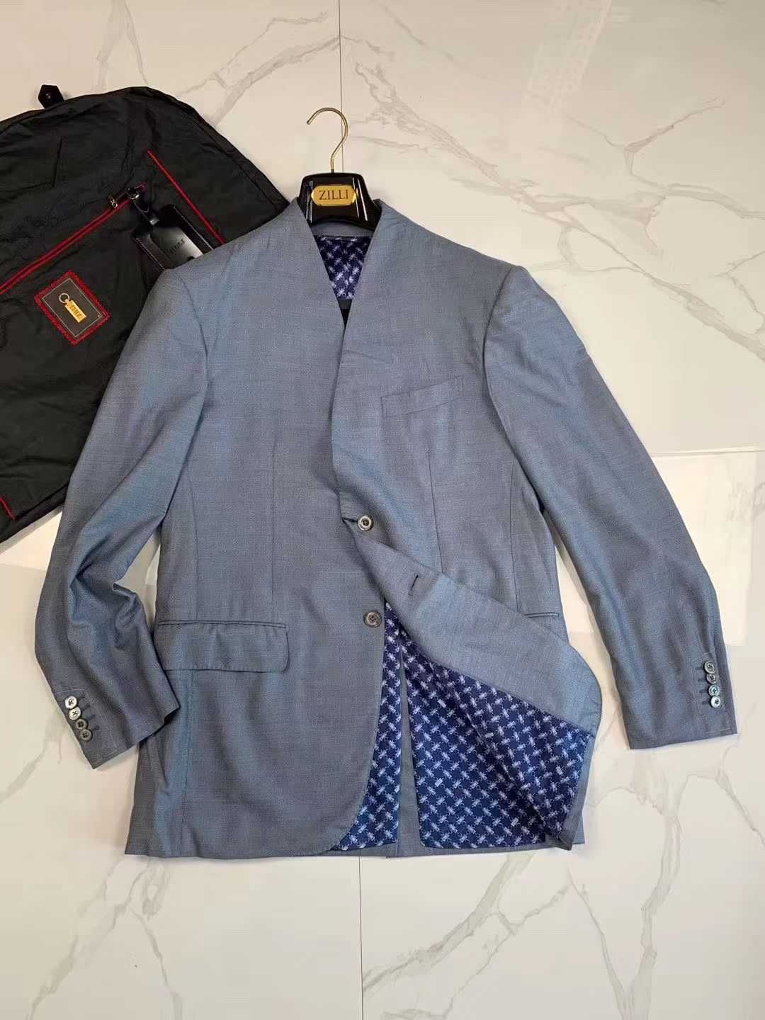 现货 新品 zilli 泽利 男士商务正装套西服 真丝 内衬休闲西装