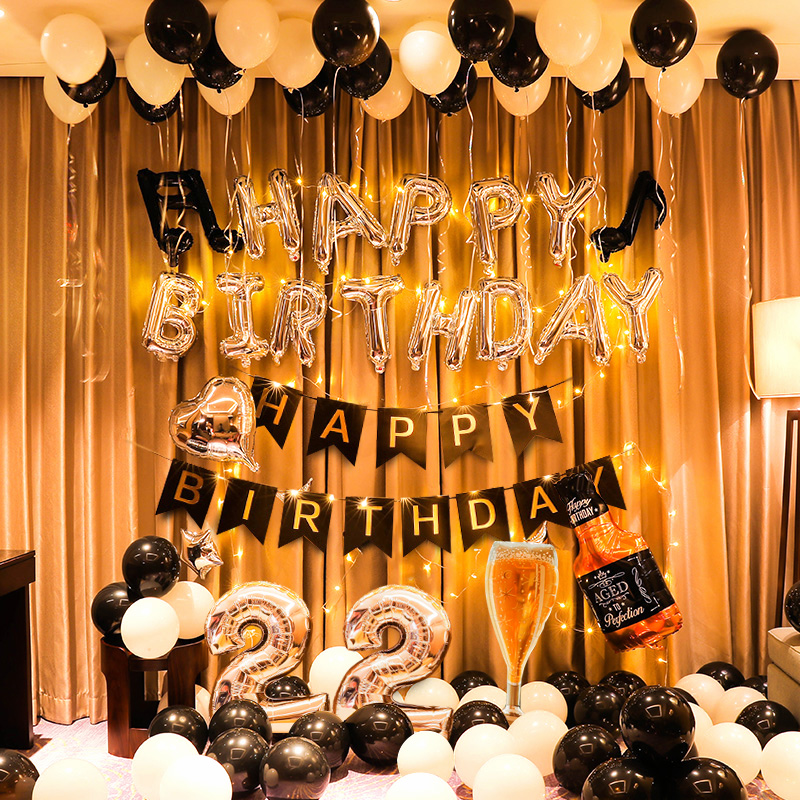 生日快乐派对女孩男生场景布置背景墙气球套餐成人周岁主题装饰品