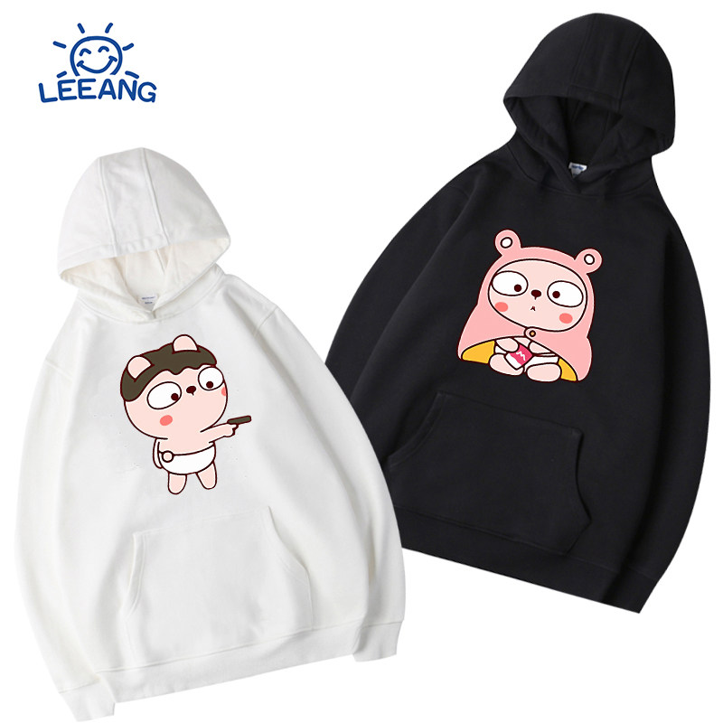 情侣卫衣印花学生男女韩版bf冬季加绒冷兔宝宝衣服表情包图案定制