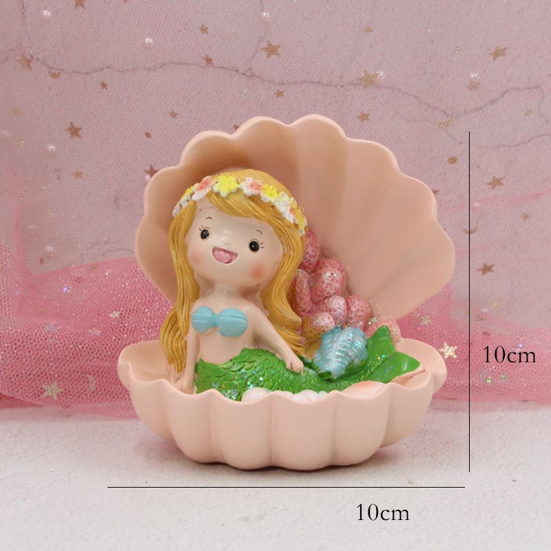 贝壳美人鱼公主蛋糕装饰摆件 女孩海洋主题生日蛋糕贝壳珍珠插件