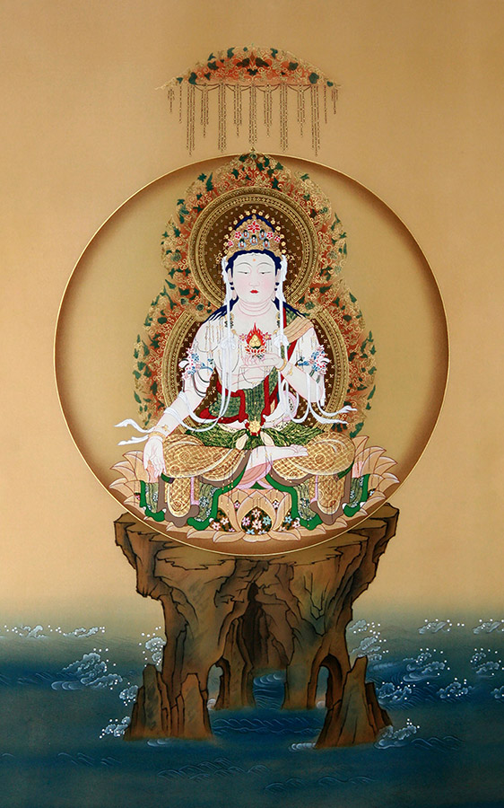 结缘佛教画像虚空藏菩萨画像挂画唐卡虚空藏菩萨画 相纸双面塑封