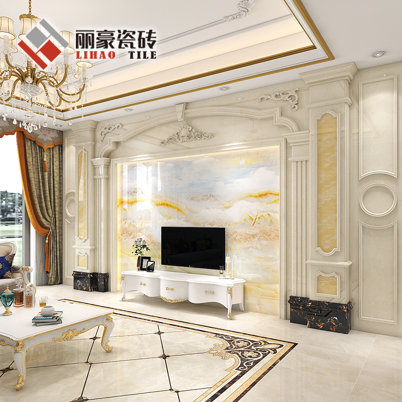 2020电视背景墙瓷砖微晶石欧式客厅影视墙造型大理石材罗马柱装饰