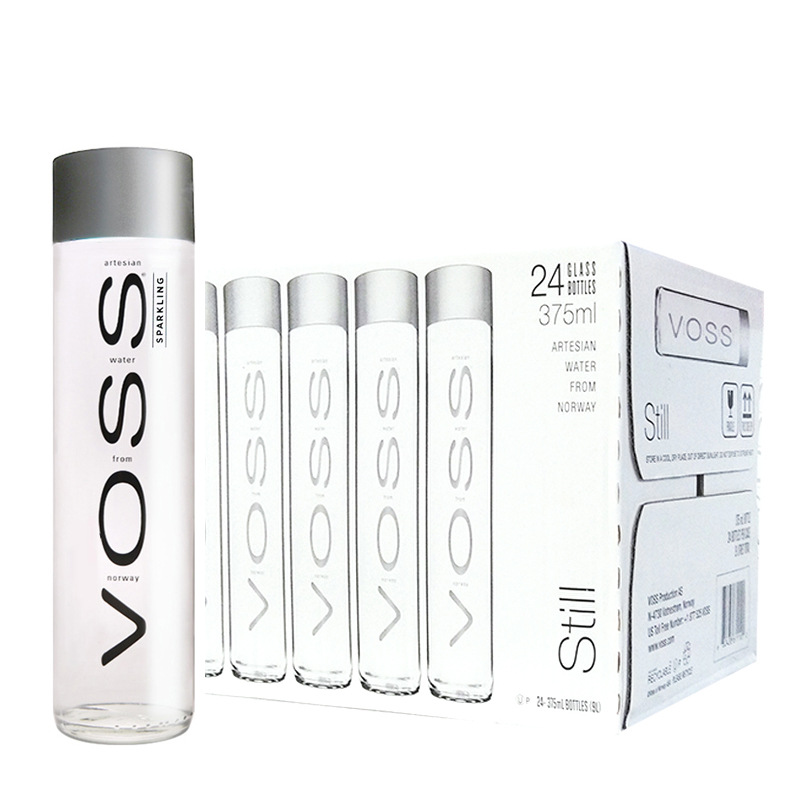 voss 挪威芙丝天然无气矿泉水玻璃瓶装375ml*24瓶整箱