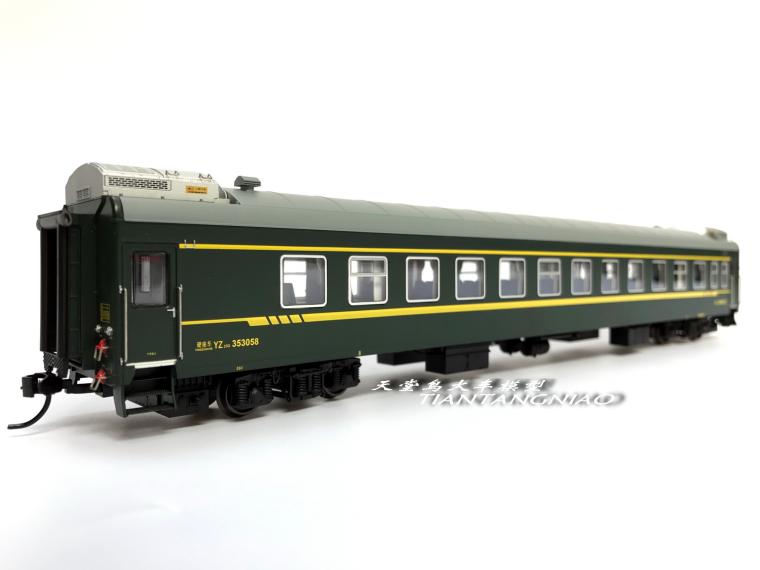 n27火车模型 1/87 ho yz25g 硬座客车 绿色版 带车灯