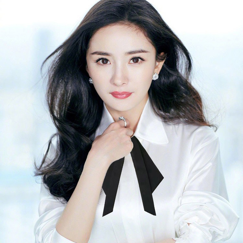 杨幂同款2020春装新款雪纺衬衫女设计感小众长袖蝴蝶结职业白衬衣