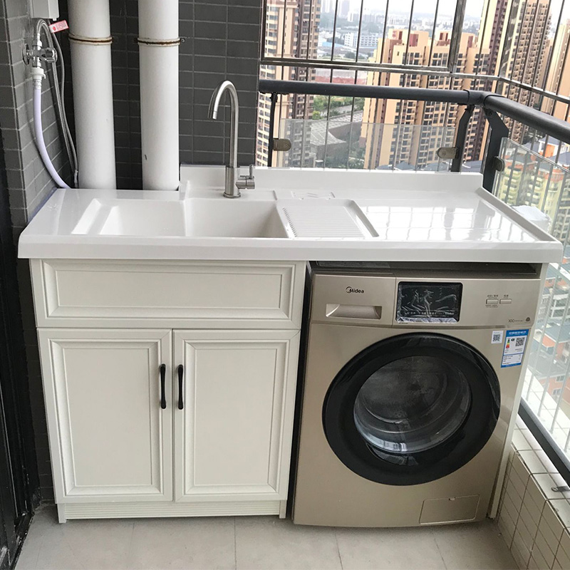 太空铝阳台洗衣机柜组合洗衣池搓衣板洗衣槽洗衣机一体柜伴侣定制