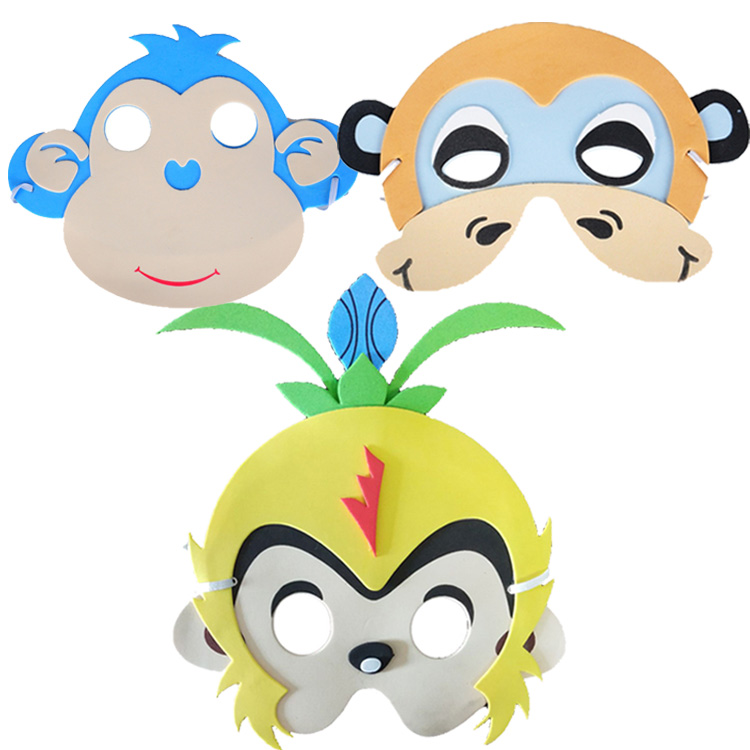 六一儿童节小猴面具动物猴子面具孙悟空美猴王头饰幼儿园表演道具