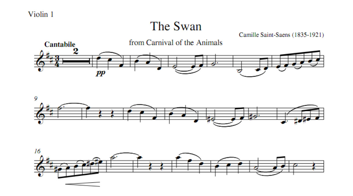 天鹅 圣桑 四重奏 3小提琴 大提琴(分谱)