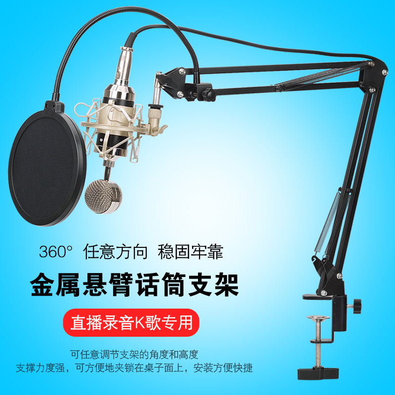 主播话筒支架直播话筒悬臂支架桌面悬臂录音麦克风支架防风防喷网