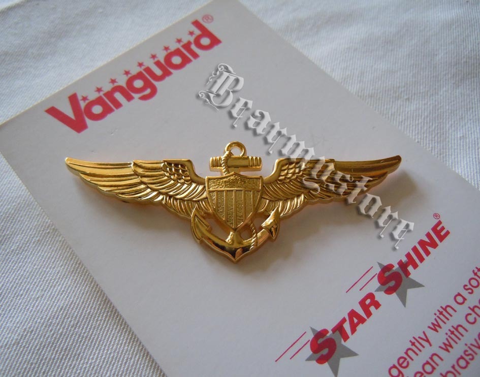 美国海军航空兵军官金色飞行胸章海军飞行员飞翼金属胸标胸徽