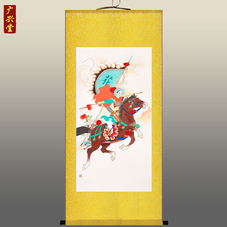 花木兰画像 古代巾帼英雄人物画 民族女英雄装饰画 卷轴挂画定制