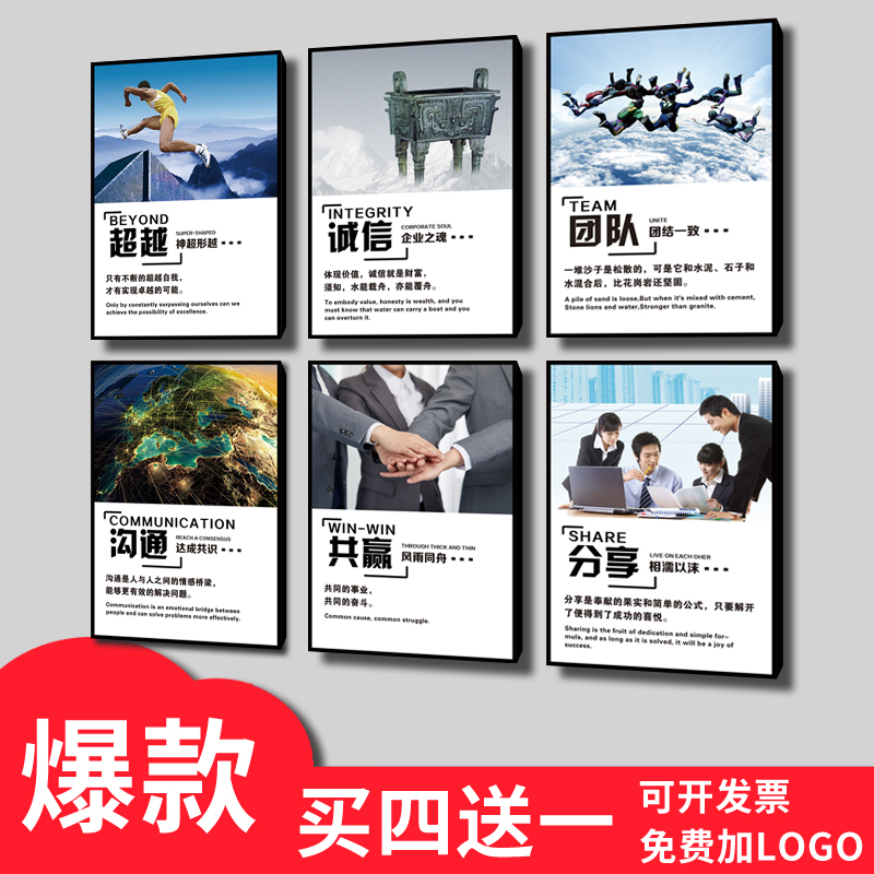 企业文化墙办公室励志挂画走廊会议励志标语楼梯墙面装饰有框画