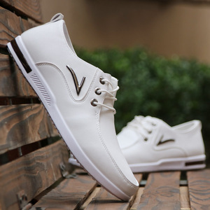 春季英伦男士韩版青年白鞋