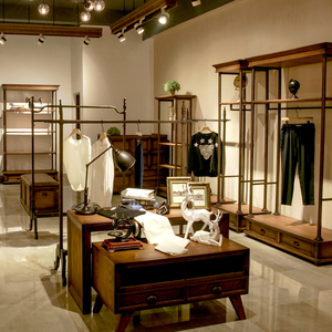 高档服装专卖店展示架上墙陈列实木衣架展柜男装货架落地式流水台实木货架