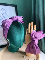 SHEN.EN purple memories satin luminous oversized bow bow French wide-brimmed net red headband hairband women