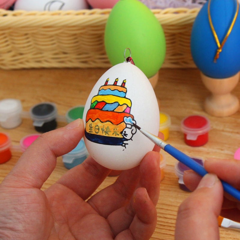 彩蛋diy儿童手工 端午复活节塑料鸡蛋壳玩具仿真手绘画球涂鸦彩绘