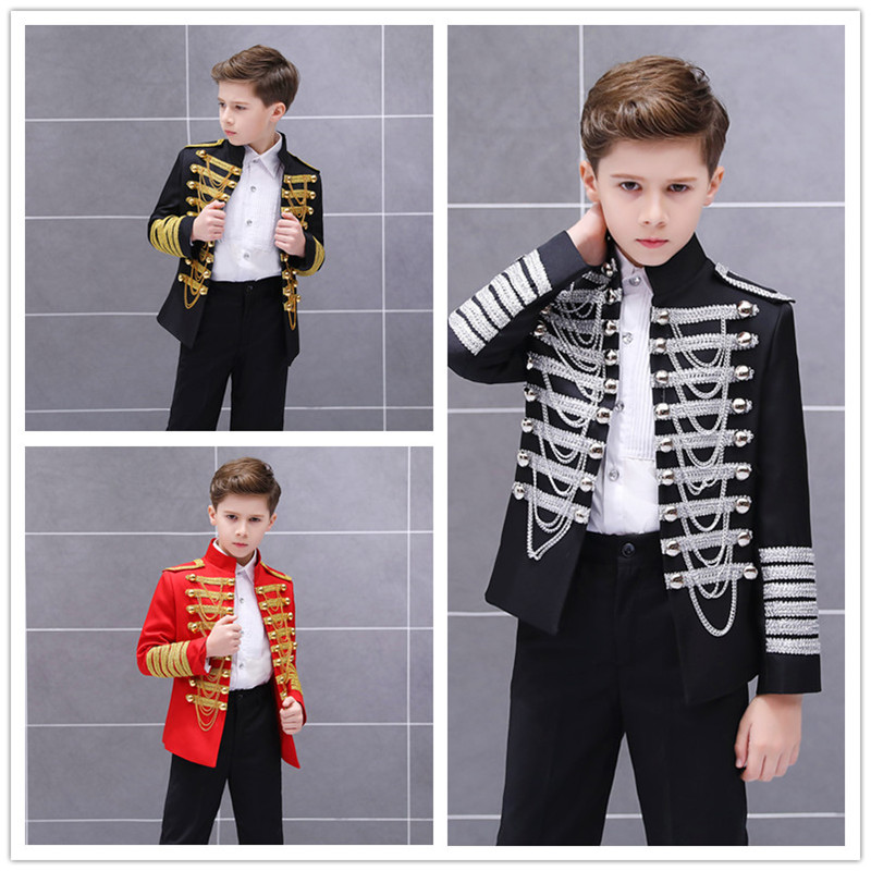 儿童表演服男童欧美军装礼服舞台小主持人唱歌欧洲宫廷装王子演出
