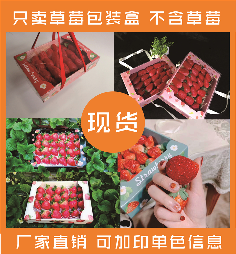 现货绳提草莓包装盒2-3斤装4-5斤装红颜纸盒礼盒进口水果盒批发