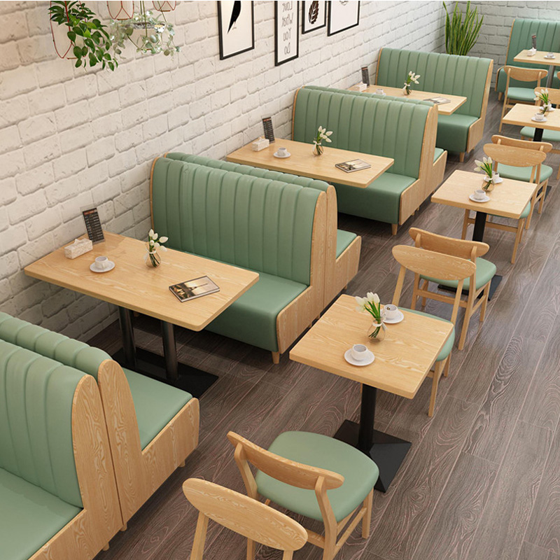 实木主题咖啡厅定制靠墙卡座奶茶店汉堡店食堂西餐厅沙发桌椅组合