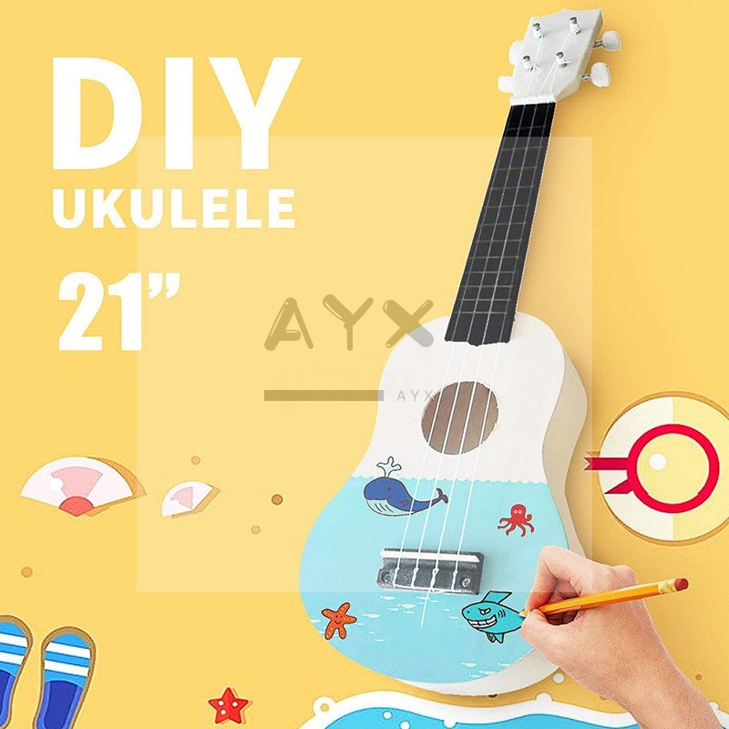 ayx21寸尤克里里diy手工制作组装手绘彩绘定制自制ukulele小吉他