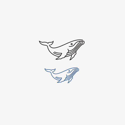 海洋鲸鱼黑色蓝色简笔画鲸鱼纹身贴脚踝手腕小清新纹身贴纸