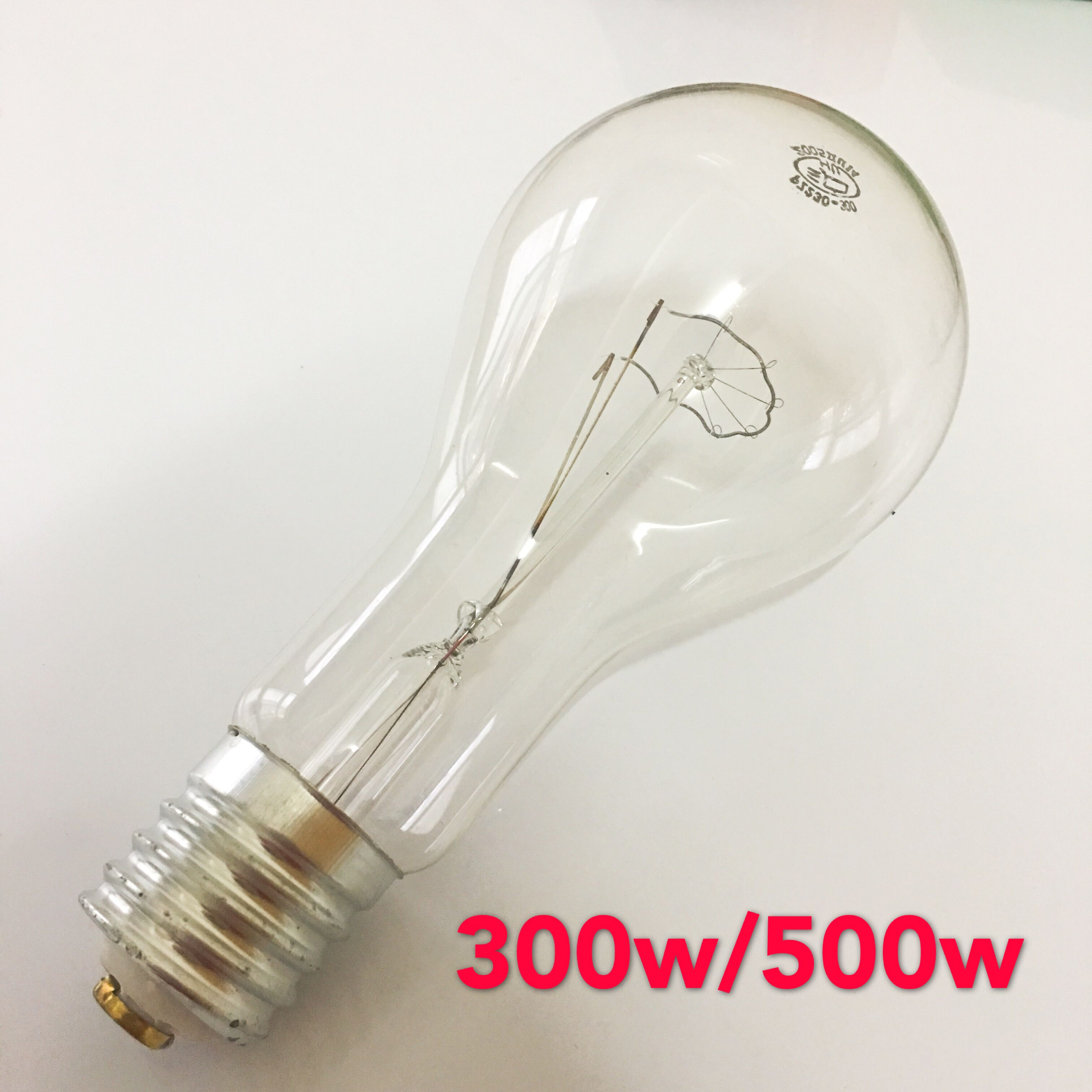 沪字耐普通电灯泡220v 300w/500瓦老式钨丝灯泡e40螺口黄光