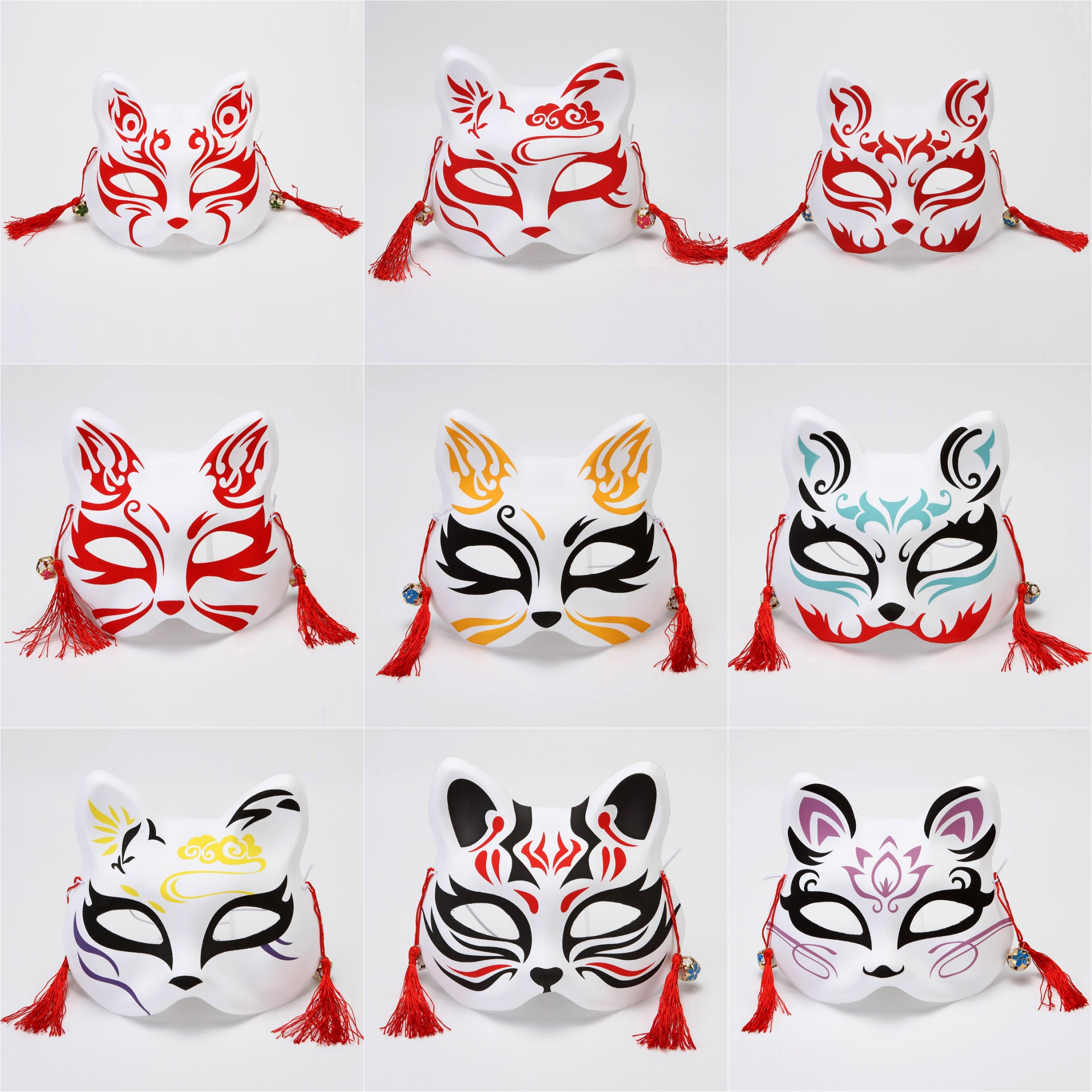抖音同款猫脸面具cos舞会动漫男女半脸日式手绘和风狐妖狐狸面具